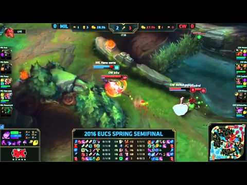 MIL (Kaze Riven) VS CW (Wickd Nautilus) Game 1 Highlights - 2016 EUCS Spring Playoffs