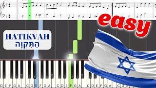 Hatikvah. התקווה EASY PIANO tutorial. The national anthem of Israel. Midi+sheet music