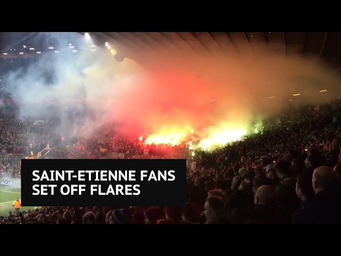 Saint-Etienne Fans set off hundreds of flares at Old Trafford