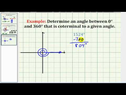 Example:  Determine a Coterminal Angle Between 0 and 360 Degrees