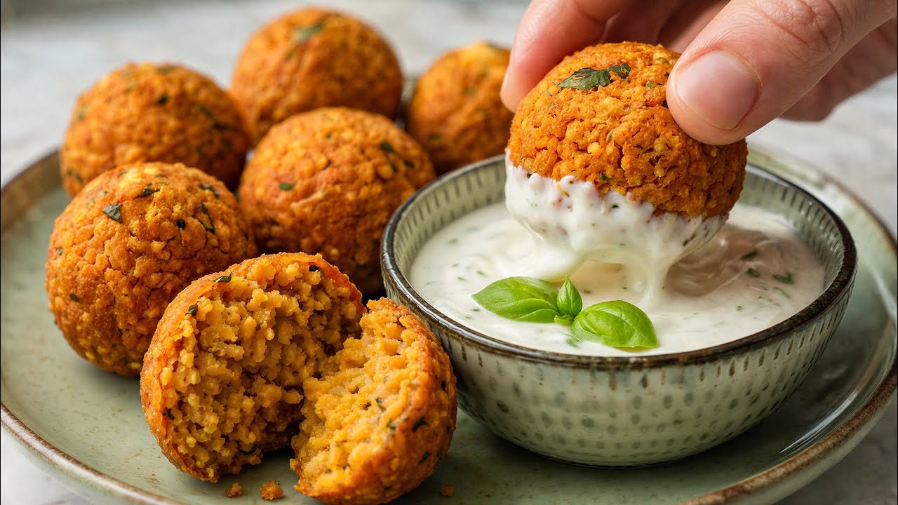 Crispy Chickpea Balls with Creamy Sauce – Better Than Falafel