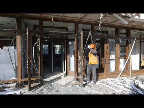 Aftermath of alleged drone attack on city hall of Russian border city | AFP