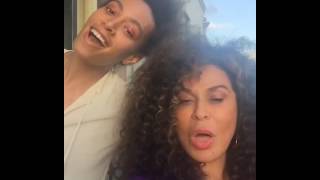 Singer Solange Knowles with mom