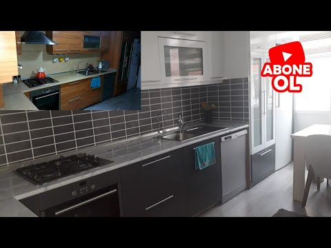 🎁FOLYA KAPLAMA İLE MUTFAK DEĞİŞİMİ MERMER VE FAYANS DESENİ KAPLADIĶ🏠