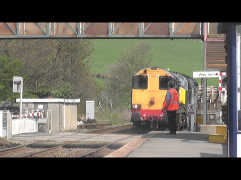 20303 and 37059 on 6C53 passing St. Bees Station with 8 Flasks [29/04/2011]