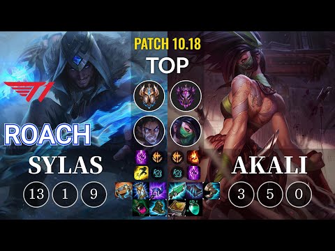 T1 Roach Sylas vs Akali Top - KR Patch 10.18