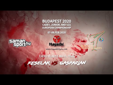 Karate WKF 2020 Budapest - Keselak Dominik vs Gasparian Eduard - Cadet Kumite Male -70kg Final