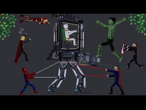 Super Giant Mechs Fight Against Spiderman and Super Heros in People Playground