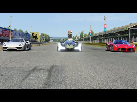 Lamborghini V12 Vision GT vs Porsche 918 Spyder vs Ferrari LaFerrari at Monza Full Course