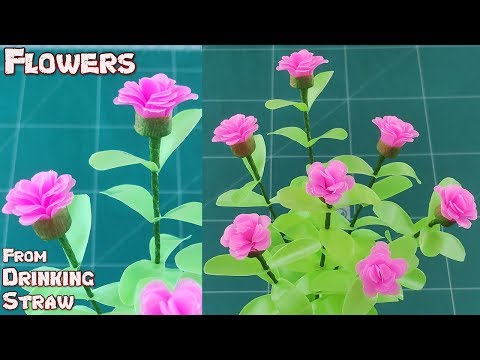 DIY Drinking Straw Crafts Idea | How to Make A Flowers Craft From Plastic Tubes Tutorials Ep.23
