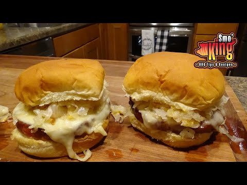 Smoked Beer Cheese Brat Burgers