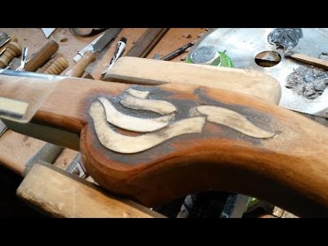 Wheellock pistol build 1650 pt 38 inletting banner made of bone