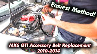 How to Replace Serpentine / Accessory Belt on VW GTI (2010–2014) | Easiest DIY Method | MK6 2.0T