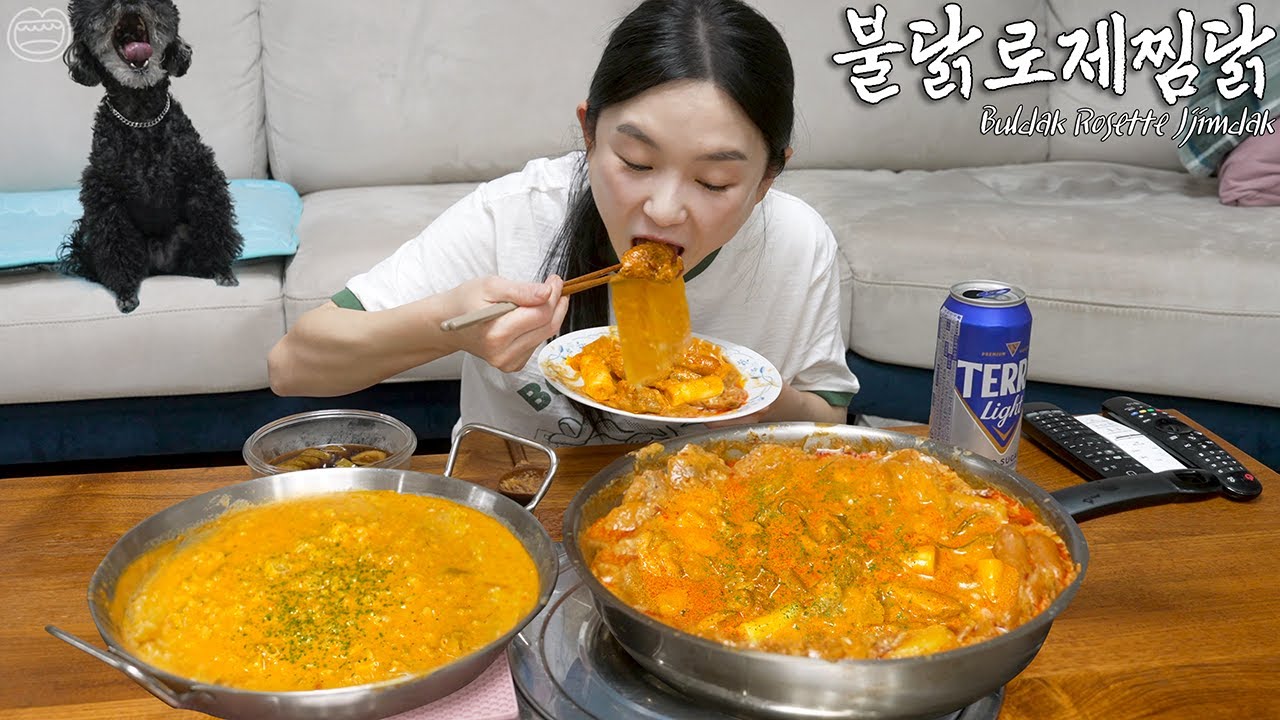 Real Mukbang:) Korean Spicy Rosé Chicken Stew & Risotto (ft. bulbak)