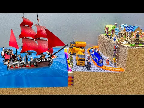 Lego Dam Breach Experiment - Titanic Lego Ship Sinks and Lego People City