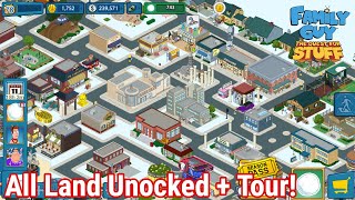 All Land Unlocked! + Tour Of My Town - Family Guy The Quest For Stuff Gameplay (IOS, Android)