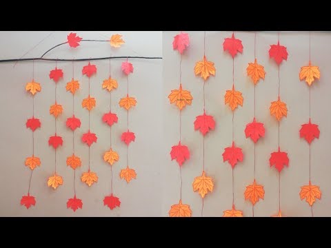 Wall Hanging Craft Ideas Simple - Paper Leaves - DIY Room Decor Easy - Art and Craft with Paper Video