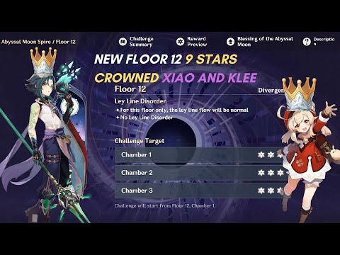 Crowned Klee and Xiao | New Floor 12 Spiral Abyss Perfect Clear 9/9