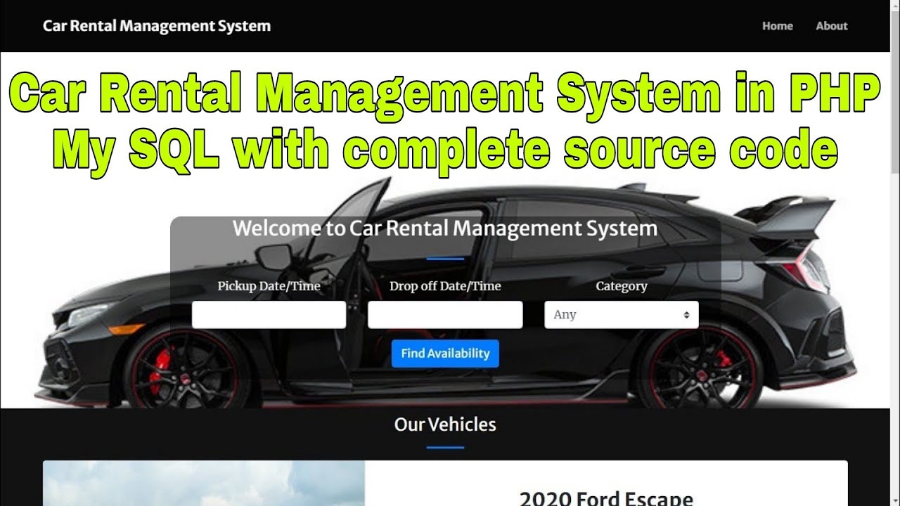 Car Rental Management System in PHP My SQL with complete source code