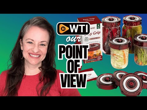 Fermenting Lids for wide mouth mason jars. 4 waterless airlock fermentation lids kit. Easy Grip fermenter lid with Oxygen Pump automatically Vents air. Tracks ferment date. (4 Lids + Pump) - WTI product video review