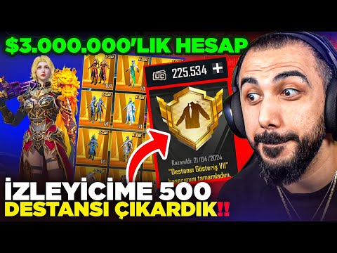 İZLEYİCİME 500 DESTANSI GÖSTERİŞİ ALDIM!! 😱 225.000 UC FULLEDİK!! ($3.000.000 HESAP) | PUBG MOBILE