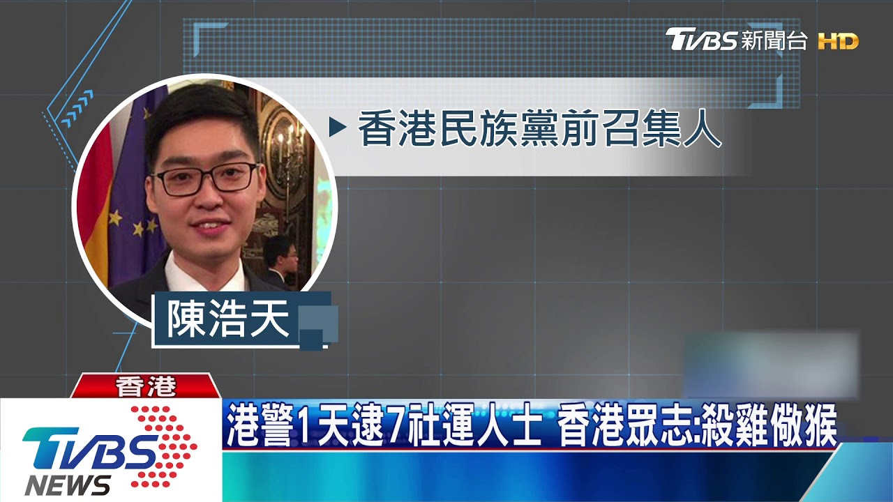 港警1天逮7社運人士 香港眾志:殺雞儆猴