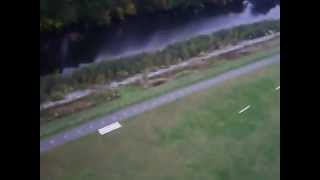 preview picture of video 'FPV Flying over Woonsocket / Manville Hill, bad landing...'