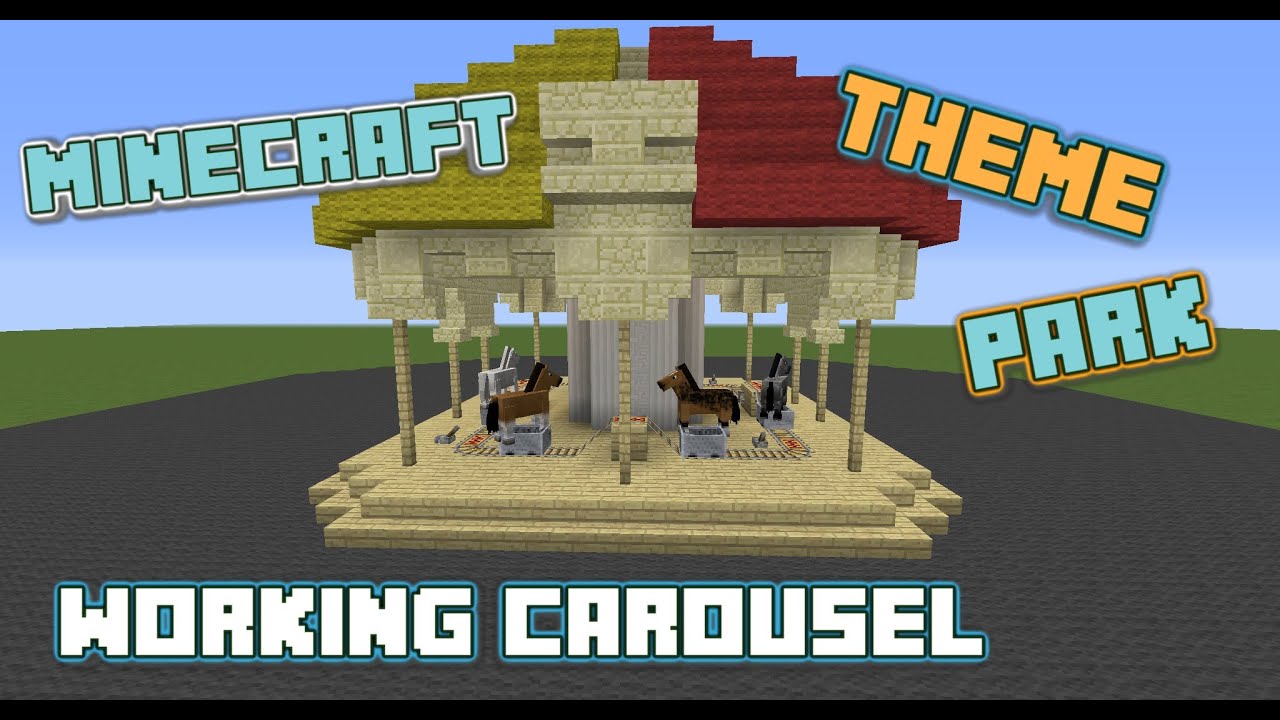Minecraft PC - Building For Fun - Theme Park - Working Carousel (32)