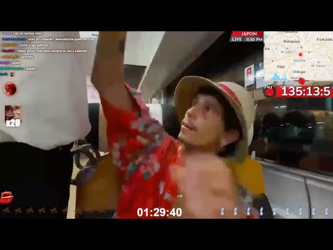 Livestreamer kelton_g / keltonlive assaults an elderly Japanese man on a train