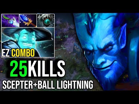 Best Combo Riki Aghanim's Scepter+Storm Spirit Ball Lightning = Deleted All 25Kills By Crit | DotA 2