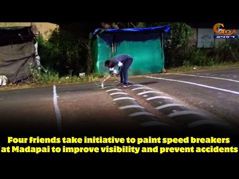 Four friends take initiative to paint speed breakers at Madapai to improve visibility