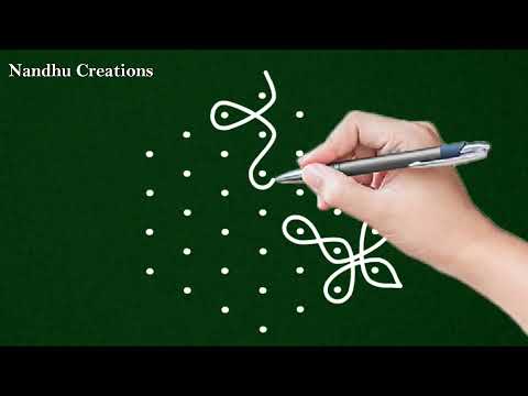 7 x 4 Interlaced kolam | make easy melikala muggulu | easy neli kolam with 7 dot