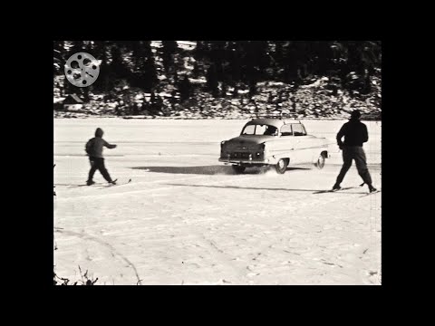 1950er - Turracher See - Auto Skijöring - 1950s - Kärnten - Steiermark - Österreich - Winter - 8mm