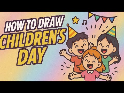 Children’s Day Drawing😍🥳🍫| Step-By-Step | Children’s Day Special❤️| @Ateefa_arts_and_crafts.​