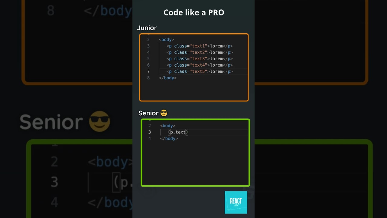 How to code: Junior vs Senior #14 #html #developer #emmet