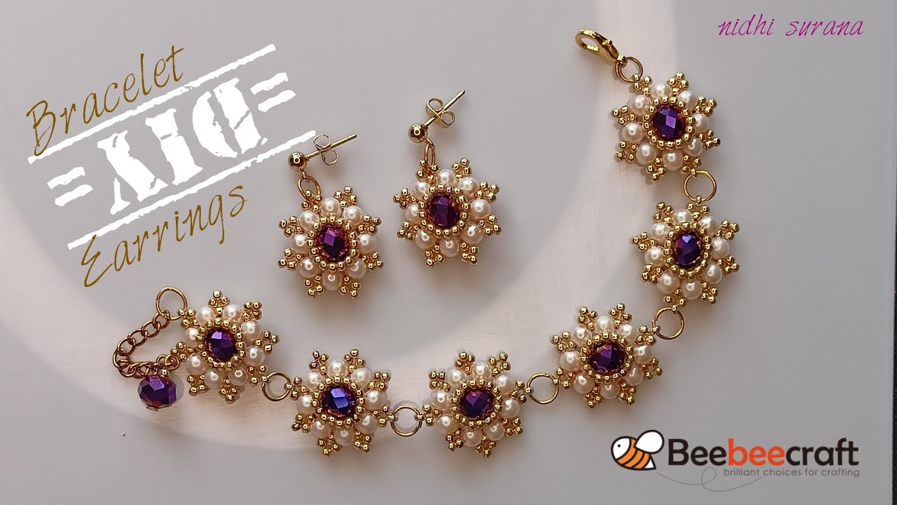 Royal Pearl Bracelet & Earrings/Beaded Jewelry making Tutorial Diy