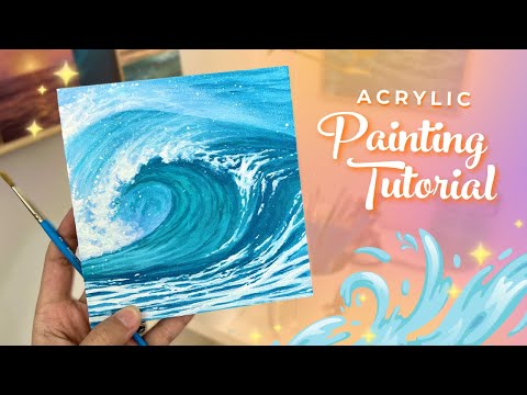 Acrylic Painting Tutorial | How to Paint Ocean Wave (Beginner to Intermediate)