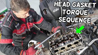 HYUNDAI SANTA FE CYLINDER HEAD GASKET TORQUE SPECS AND SEQUENCE 2 4 GDI ENGINE