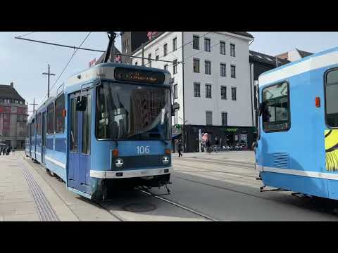 Oslo articulated trams 106 and 109 at Jernbanetorget