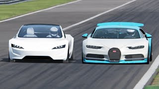 Roadster Tesla Vs Bugatti Thá»§ Thuáº­t May Tinh Chia Sáº½ Kinh Nghiá»‡m - bugatti chiron vs tesla roadster monza