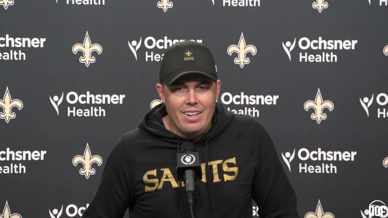 Saints HC Kellen Moore on working out Justin Tucker, reviewing Falcons game, Chris Olave