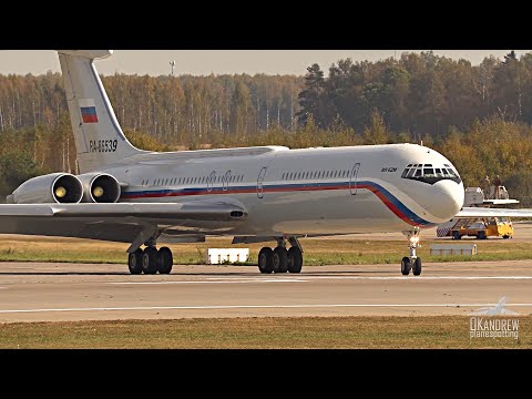 Ил-62 Короткий разбег на взлёте и посадка с динамическим торможением. И звук Д-30КУ.