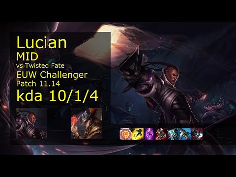 Lucian vs Twisted Fate Mid - EUW Challenger 10/1/4 Patch 11.14 Gameplay