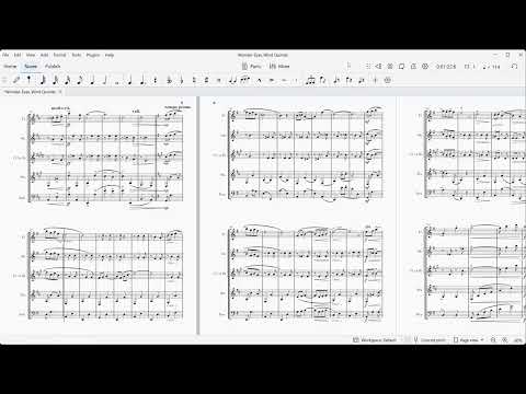Wind Quintet Sheet Music - Wonder-Eyes (Percy Fletcher).  Arranged for wind quintet.  Full Score and Parts. image 2