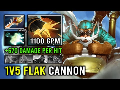 WTF 2 Second Deleted Everyone +670 Damage Flak Cannon 1v5 Rapier Gyrocopter Dota 2