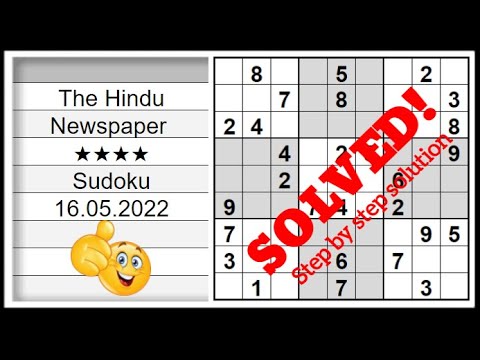 🔊How to Solve The Hindu Sudoku 4 Star | Step by Step Solution | 16.05.2022|  Level ★★★★