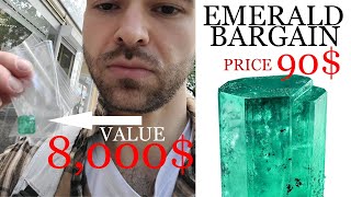 Buying bargain 90$ Emerald rough gemstone value 8000$