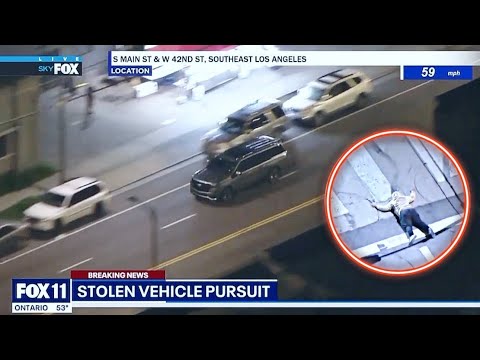 LAPD Pursues Stolen Dark Cadillac Escalade Speeding With No Lights