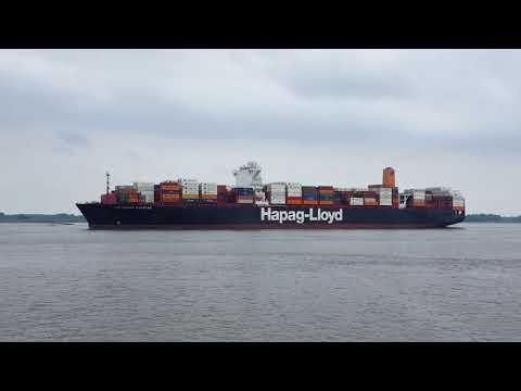 Containerschiff Cartagena Express Ausfahrt Hafen Hamburg Reederei Hapag Lloyd