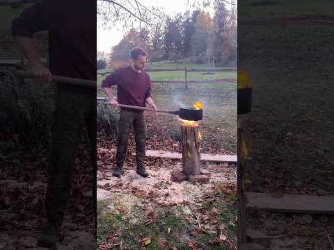 Dieses Feuer muss man nicht nachheizen 😱 #feuer #schwedenfeuer #gutzuwissen